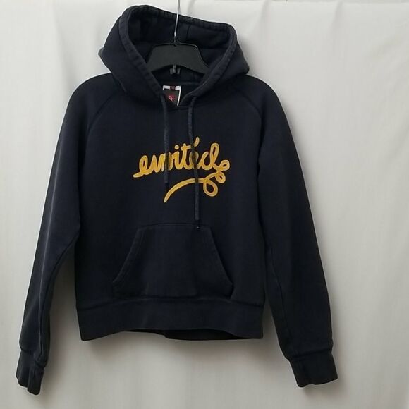 🎁5/$25 United Airlines Hoodie Women's Large Pull Over Hoodie Blue Yellow Plane - Picture 3 of 6